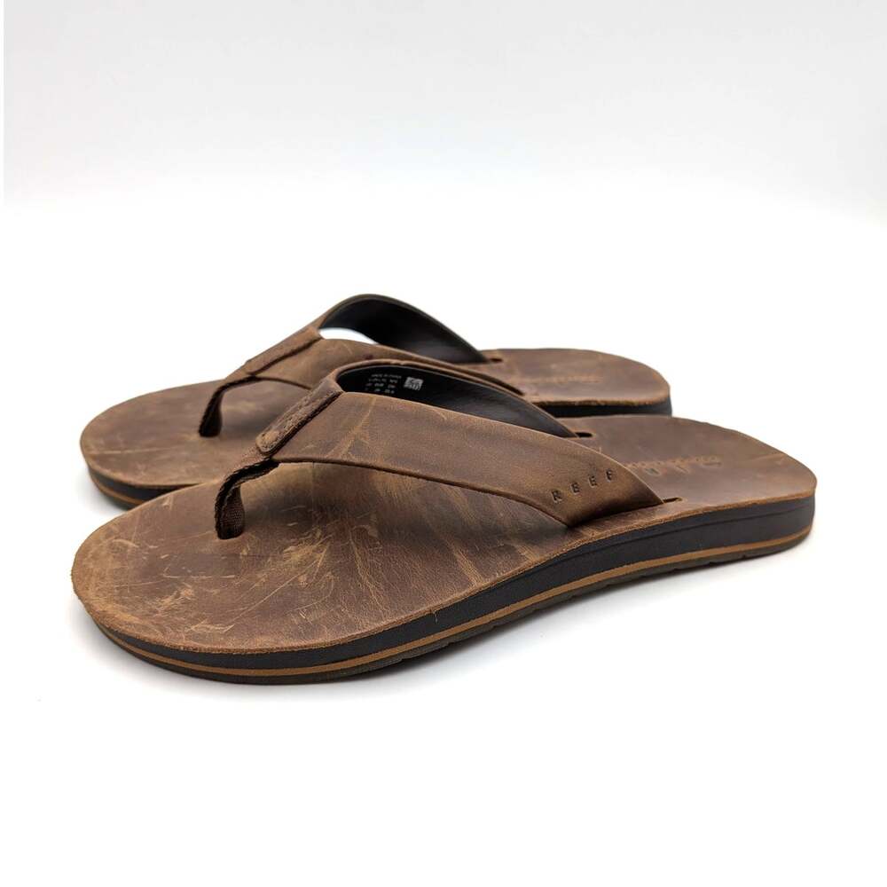 Reef Ojai Classic Leather Flip Flops Open Toe Men's Brown Size US7 EU39